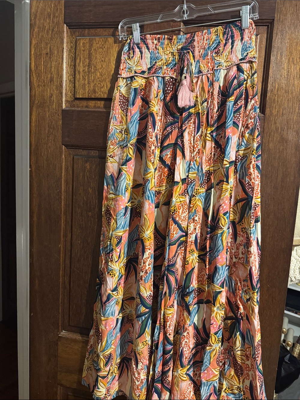 Wide Leg Pant Jumpsuit - Peach Multi Floral